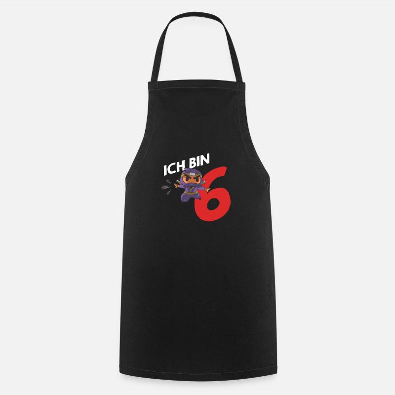 6th Birthday Six Birthday Gift 6 years - Cooking Apron - black