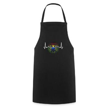 Français Racines brésiliennes Drapeau Brésilien - Tablier de cuisine - noir - Devant - AI Model Male 185 dark (185cm)