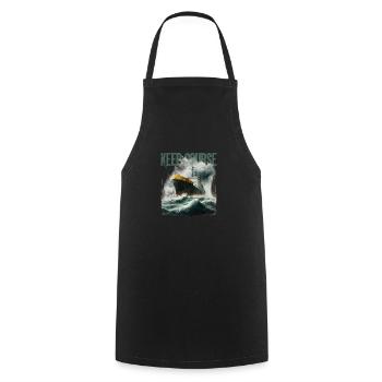 Commic ship in the Stormy Sea - Cooking Apron - black - Front - AI Model Male 185 dark (185cm)