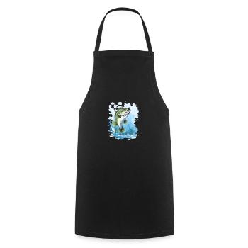 pêche à la perche pêche au poisson - Tablier de cuisine - noir - Devant - AI Model Male 185 dark (185cm)