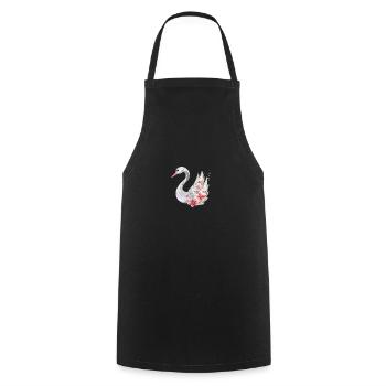 Eleganter Schwan mit Blüten - Kochschürze - Schwarz - Vorne - AI Model Male 185 dark (185cm)
