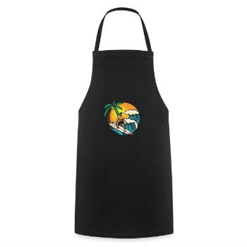 Surfer rides a wave - Cooking Apron - black - Front - AI Model Male 185 dark (185cm)
