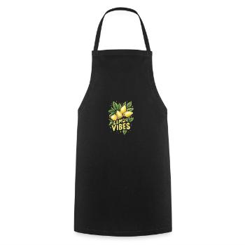 Lemon with leaves and twig - Cooking Apron - black - Front - AI Model Male 185 dark (185cm)