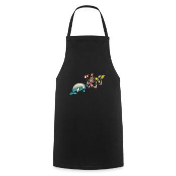 Diver meets dugong underwater - Cooking Apron - black - Front - AI Model Male 185 dark (185cm)
