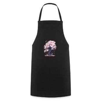 Japanese Cherry Blossom, Sakura Aesthetics - Cooking Apron - black - Front - AI Model Male 185 dark (185cm)