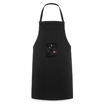 Hexe mit Besen und Weinglas - Kochschürze - Schwarz - Vorne - AI Model Male 185 dark (185cm)