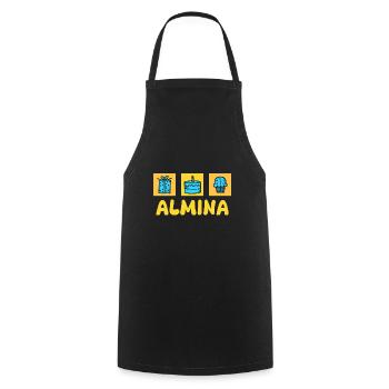 Gift for Almina - Cooking Apron - black - Front - AI Model Male 185 dark (185cm)