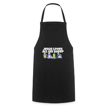 Jésus aime toutes ses brebis LGBTQ fier allié gay - Tablier de cuisine - noir - Devant - AI Model Male 185 dark (185cm)