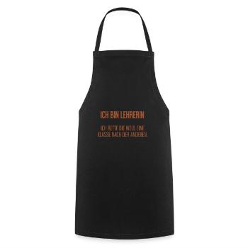 Ich bin Lehrerin - ich rette die Welt - Kochschürze - Schwarz - Vorne - AI Model Male 185 dark (185cm)