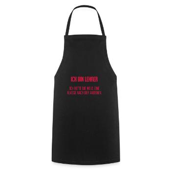 Ich bin Lehrer - ich rette die Welt - Kochschürze - Schwarz - Vorne - AI Model Male 185 dark (185cm)
