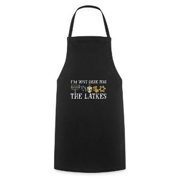 I'm Just Here for the Latkes Happy Hanukkah - Cooking Apron - black - Front - AI Model Male 185 dark (185cm)