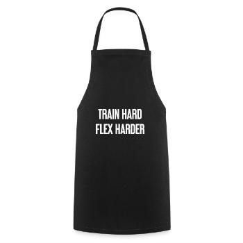 Train Hard Flex Harder - Cooking Apron - black - Front - AI Model Male 185 dark (185cm)
