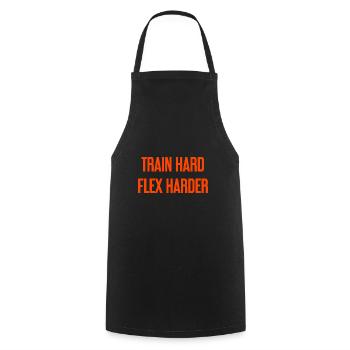 Train Hard Flex Harder - Kochschürze - Schwarz - Vorne - AI Model Male 185 dark (185cm)