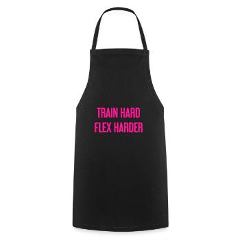 Train Hard Flex Harder - Kochschürze - Schwarz - Vorne - AI Model Male 185 dark (185cm)