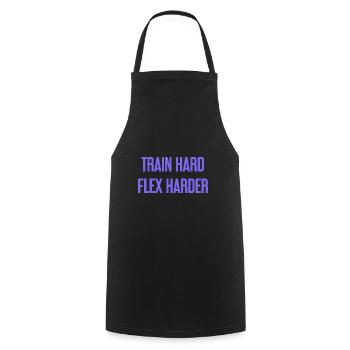 Train Hard Flex Harder - Kochschürze - Schwarz - Vorne - AI Model Male 185 dark (185cm)