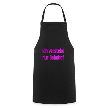 I only understand train station - Cooking Apron - black - Front - AI Model Male 185 dark (185cm)