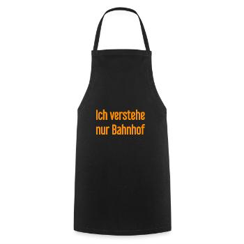 I only understand train station - Cooking Apron - black - Front - AI Model Male 185 dark (185cm)