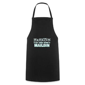 Nom femme Maileen - Tablier de cuisine - noir - Devant - AI Model Male 185 dark (185cm)