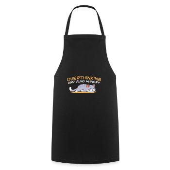 Overthinking And Also Hungry Cat Lover Foodie - Cooking Apron - black - Front - AI Model Male 185 dark (185cm)