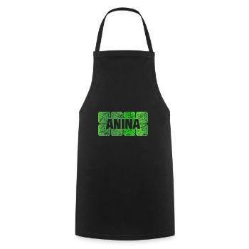 Anina comme prénom - Tablier de cuisine - noir - Devant - AI Model Male 185 dark (185cm)