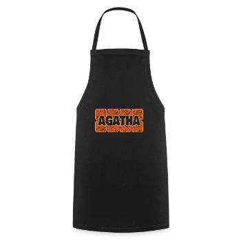 Weiblich Agatha - Kochschürze - Schwarz - Vorne - AI Model Male 185 dark (185cm)