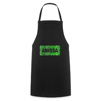 Anissa als Vorname - Kochschürze - Schwarz - Vorne - AI Model Male 185 dark (185cm)