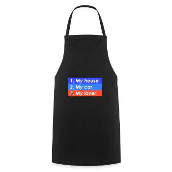 1. My house 2. My car 3. My lover - Cooking Apron - black - Front - AI Model Male 185 dark (185cm)