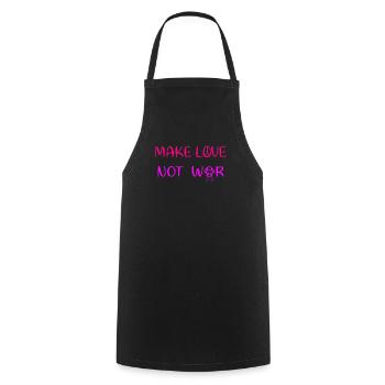Faire l’amour - pas la guerre - Tablier de cuisine - noir - Devant - AI Model Male 185 dark (185cm)