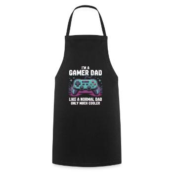 Gamer Dad Shirt – Cooler Papa mit Konsole - Kochschürze - Schwarz - Vorne - AI Model Male 185 dark (185cm)