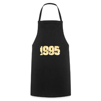 Year 1995 - Cooking Apron - black - Front - AI Model Male 185 dark (185cm)