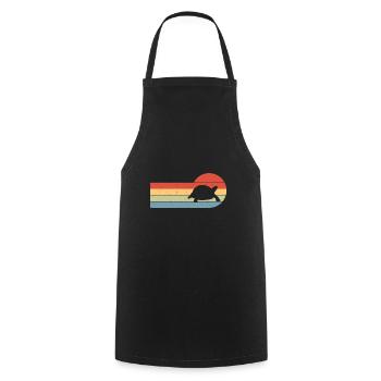Sunset Retro Reptile Turtle Tortoise Fan - Cooking Apron - black - Front - AI Model Male 185 dark (185cm)