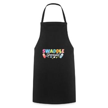 Spécialiste de l’emmaillotage post-partum Travail et accouchement - Tablier de cuisine - noir - Devant - AI Model Male 185 dark (185cm)