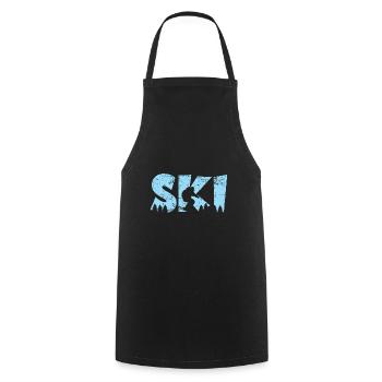 Skier Blue Skiing Holiday - Cooking Apron - black - Front - AI Model Male 185 dark (185cm)