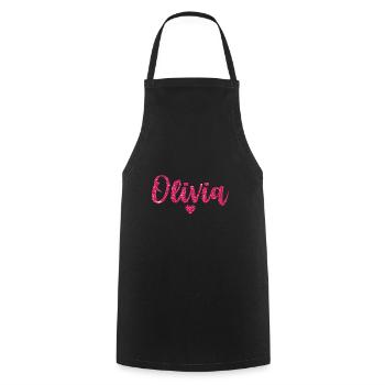 Olivia Heart Pink - Cooking Apron - black - Front - AI Model Male 185 dark (185cm)