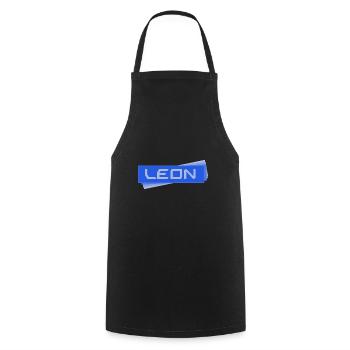 Cadeau pour leon - Tablier de cuisine - noir - Devant - AI Model Male 185 dark (185cm)