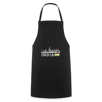 Indien - Kochschürze - Schwarz - Vorne - AI Model Male 185 dark (185cm)