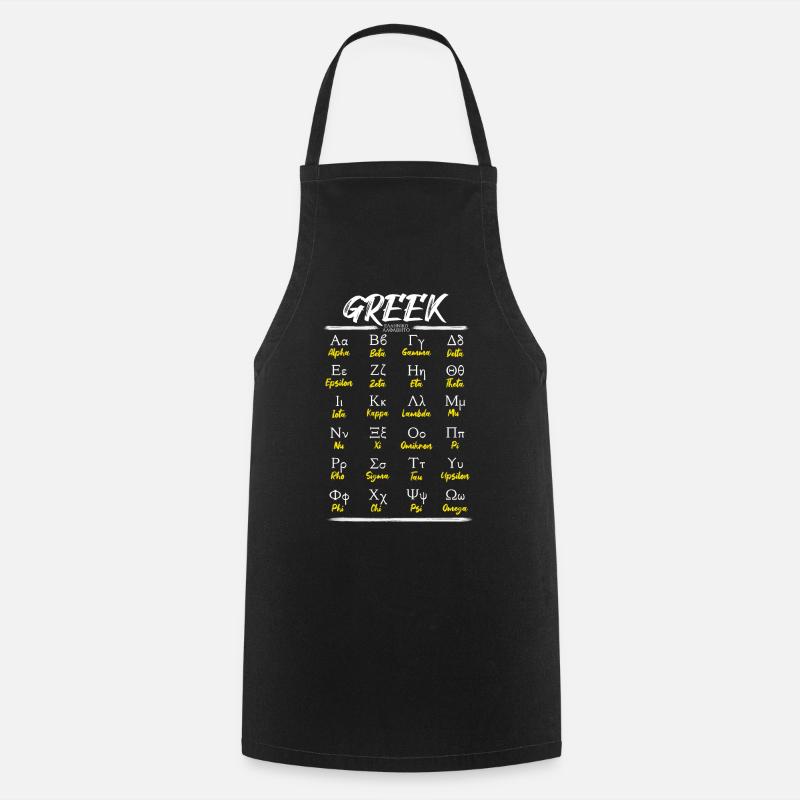Greek Alphabet Letters Learning - Cooking Apron - black