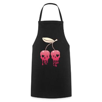 Cherries Kawaii Skull Pastel Goth - Cooking Apron - black - Front - AI Model Male 185 dark (185cm)