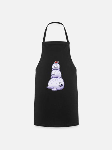 Chonky Seal Schneemann Weihnachten - Kochschürze - Schwarz