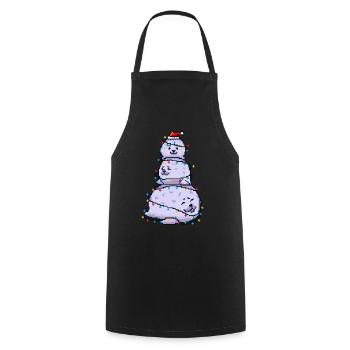 Chonky Seal Snowman Christmas Lights Pixel Art - Cooking Apron - black - Front - AI Model Male 185 dark (185cm)