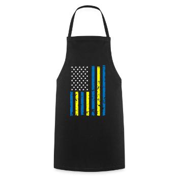 Ukraine Amérique Drapeau Je Me tiens avec l’Ukraine - Tablier de cuisine - noir - Devant - AI Model Male 185 dark (185cm)