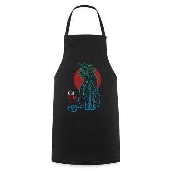 Cat, Neko and ネコ - Cooking Apron - black - Front - AI Model Male 185 dark (185cm)