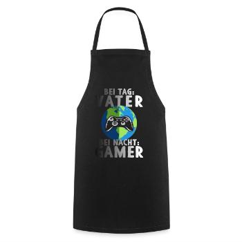 Am Tag Vater Bei Nacht Zocker Gaming Vatertag - Kochschürze - Schwarz - Vorne - AI Model Male 185 dark (185cm)
