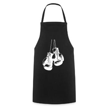 Conception de gants de boxe blancs suspendus. Conception de logo - Tablier de cuisine - noir - Devant - AI Model Male 185 dark (185cm)