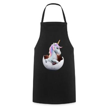 Baby unicorn hatches from egg - Cooking Apron - black - Front - AI Model Male 185 dark (185cm)