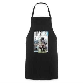 New York City USA America City Skyline Collage - Cooking Apron - black - Front - AI Model Male 185 dark (185cm)