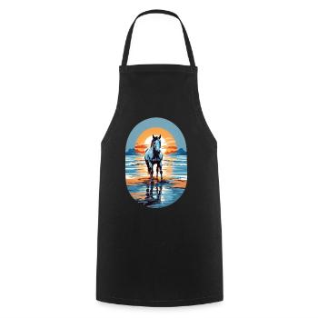 Cheval sur la plage - Tablier de cuisine - noir - Devant - AI Model Male 185 dark (185cm)