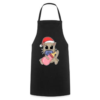 Katze Baby Weihnachten - Kochschürze - Schwarz - Vorne - AI Model Male 185 dark (185cm)