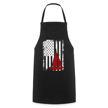 Patriotischer Seemann US - Kochschürze - Schwarz - Vorne - AI Model Male 185 dark (185cm)