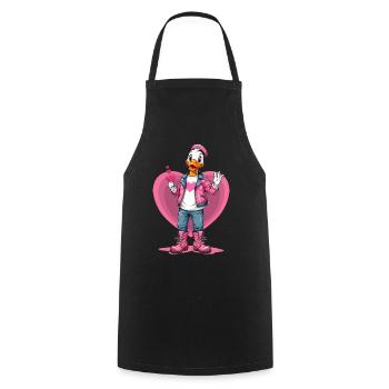Cute duck with heart - Cooking Apron - black - Front - AI Model Male 185 dark (185cm)